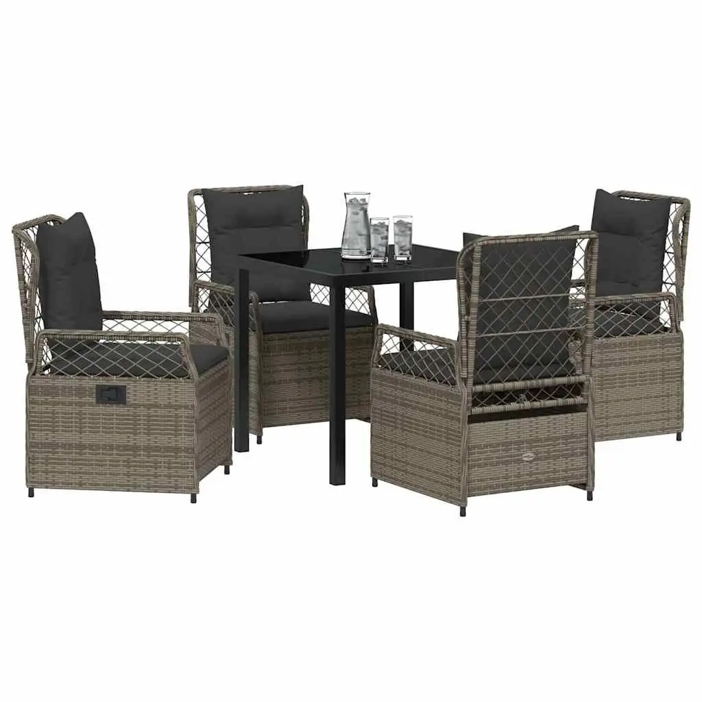 Garden Dining Set Poly Rattan 5 Piece Outdoor Furniture Grey