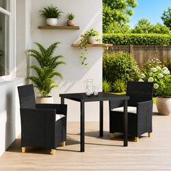 Practical 3-Piece Black Garden Dining Set for Any Space