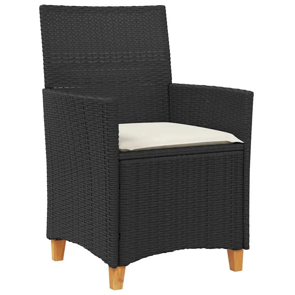 Outdoor Dining Set 5 Pieces Poly Rattan Steel Frame Glass Top Black