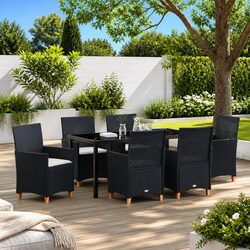 Practical 7-Piece Black Dining Set for Outdoor Use