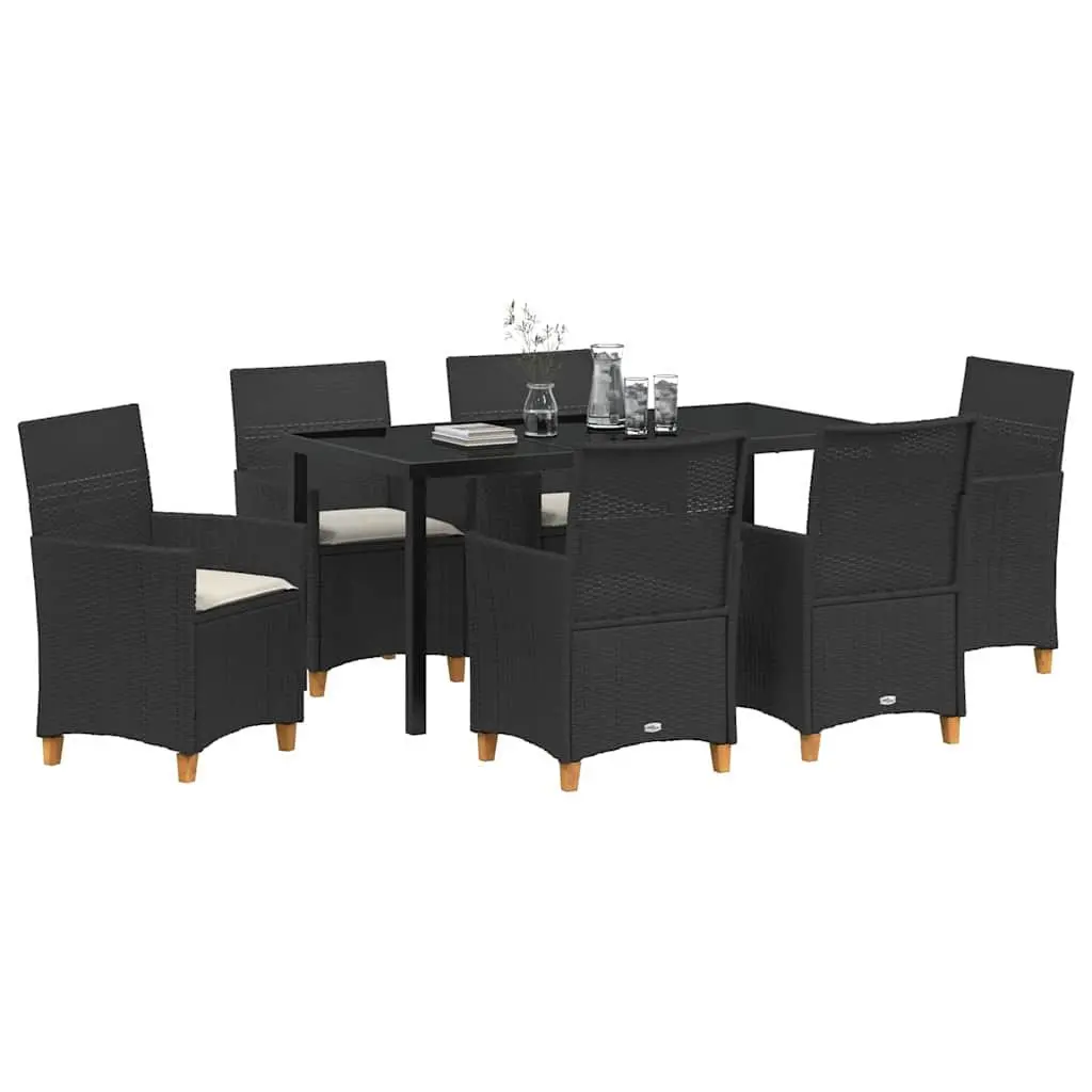7-Piece Black Dining Set for Outdoor Use