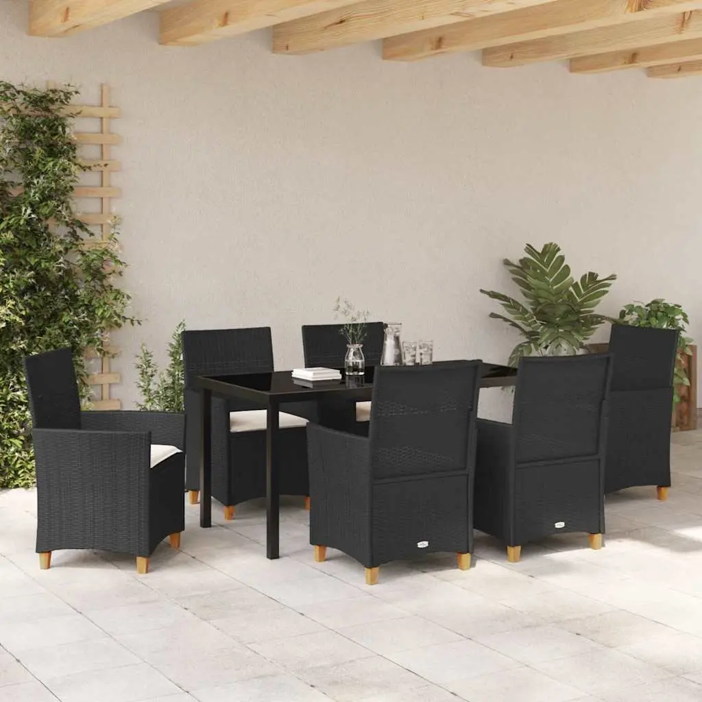 7-Piece Black Dining Set for Outdoor Use