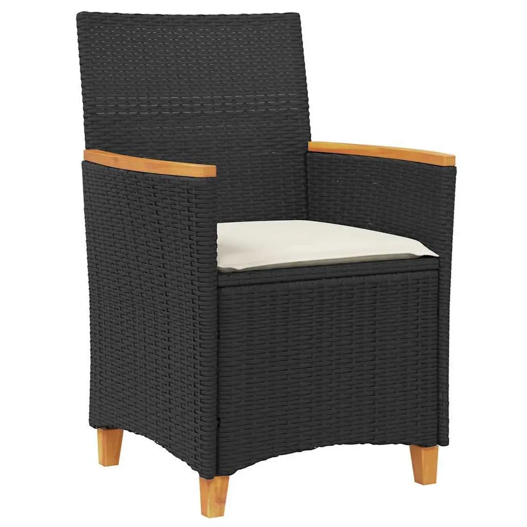Outdoor Dining Set Poly Rattan Steel Frame Glass Top 5 Pieces Cushioned Seating Black Brown