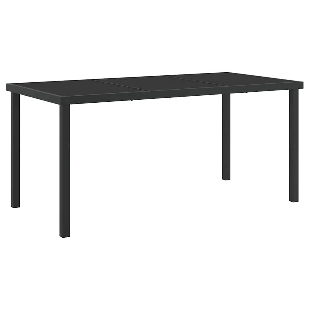 7 Piece Dining Set Patio Furniture Poly Rattan Steel Frame Black with Brown Tones Suitable for Outdoor Garden and Terrace Use