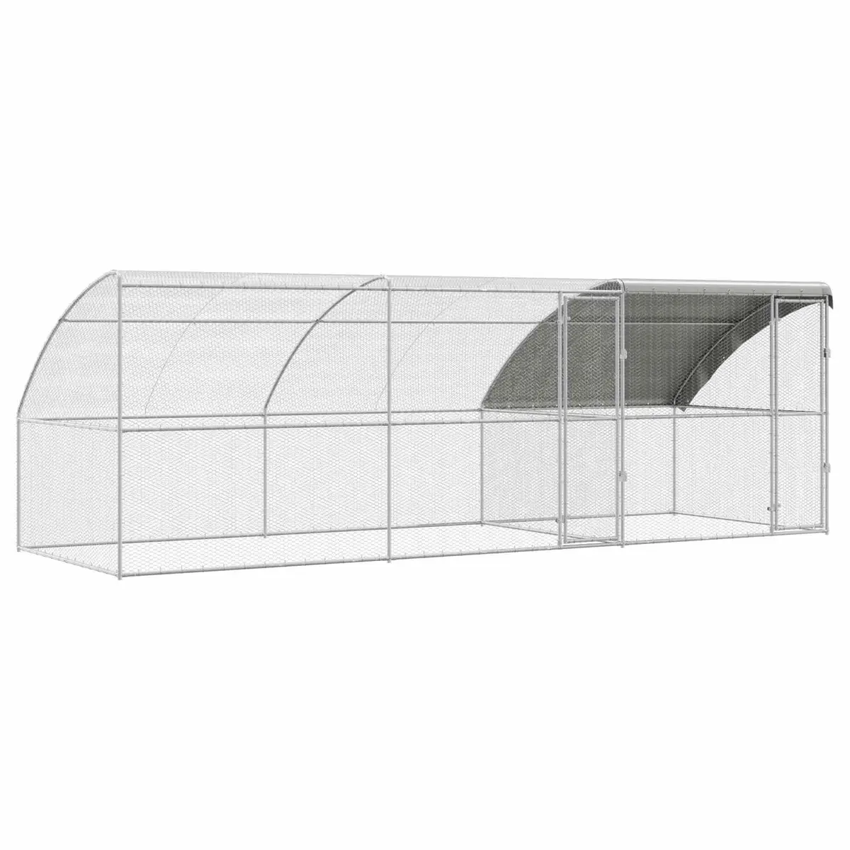 Chicken Cage 3 pcs Silver 600 x 200 x 200 cm Garden Outdoor Poultry Run