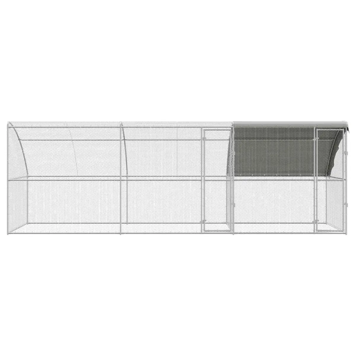 Chicken Cage 3 pcs Silver 600 x 200 x 200 cm Garden Outdoor Poultry Run