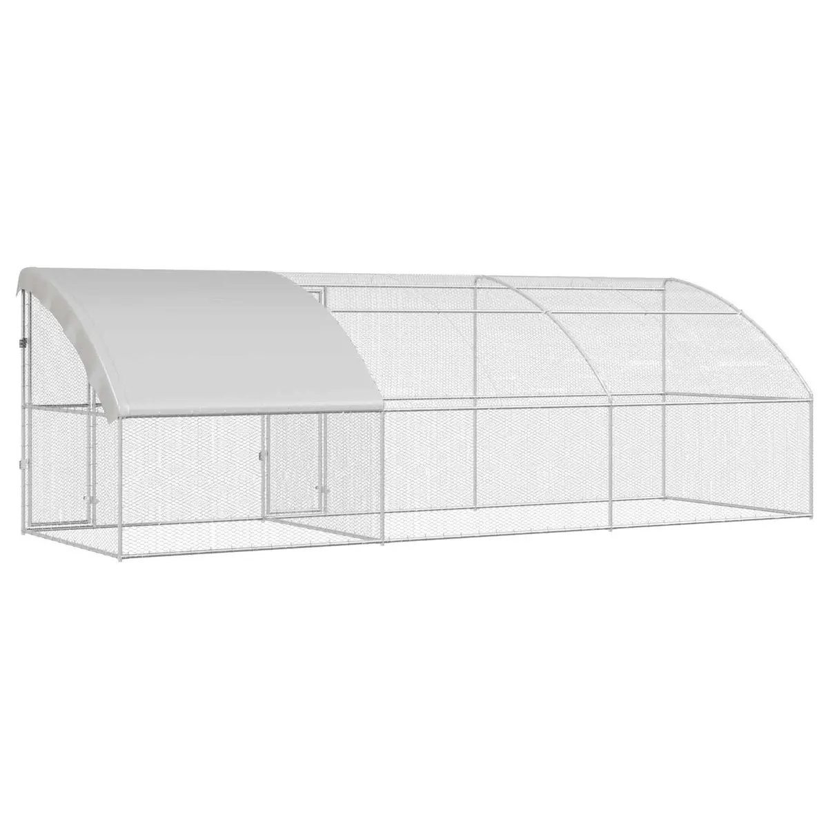 Chicken Cage 3 pcs Silver 600 x 200 x 200 cm Garden Outdoor Poultry Run