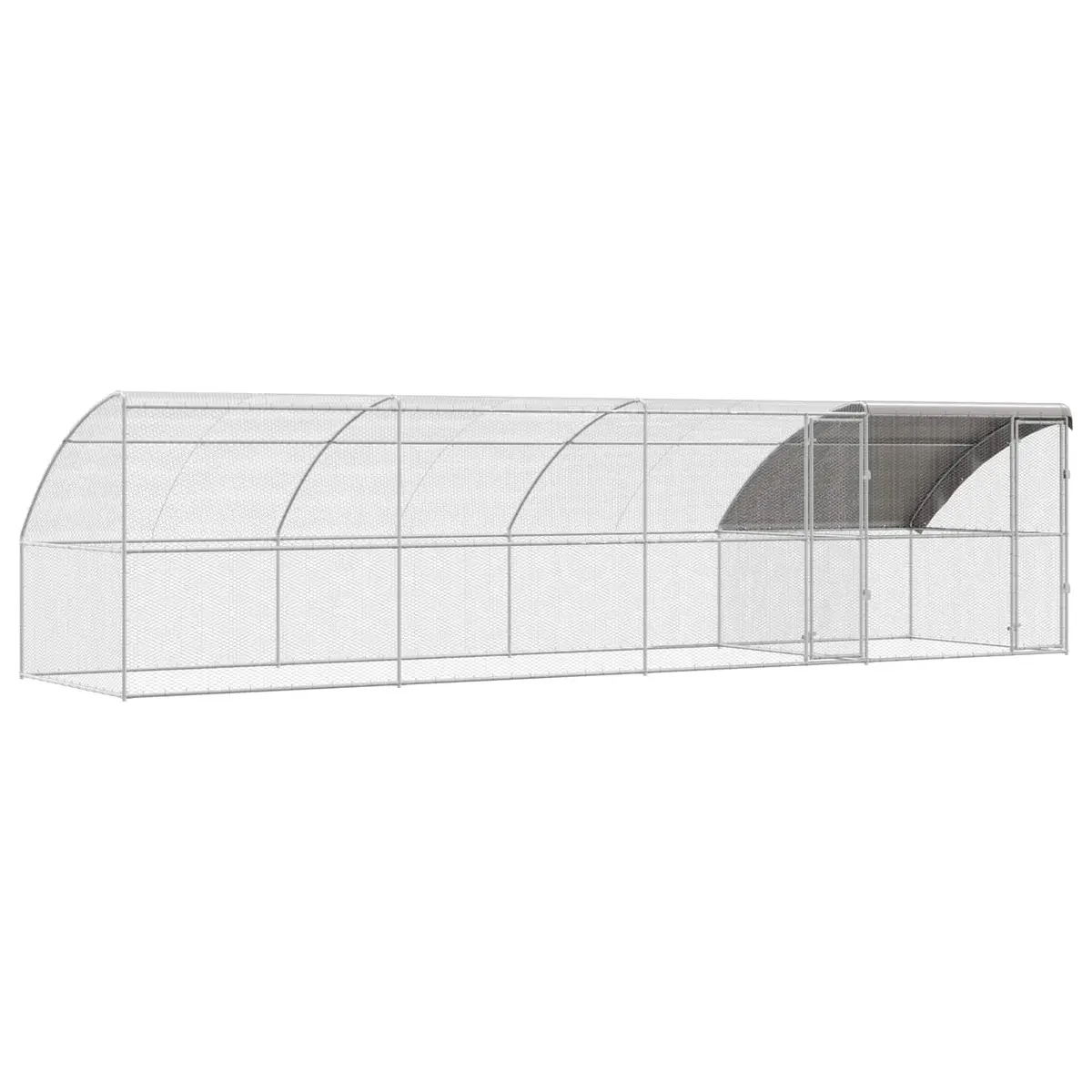 Chicken Cage 4 pcs Silver Outdoor Aviary Steel PE Garden Enclosure 800x200x200cm