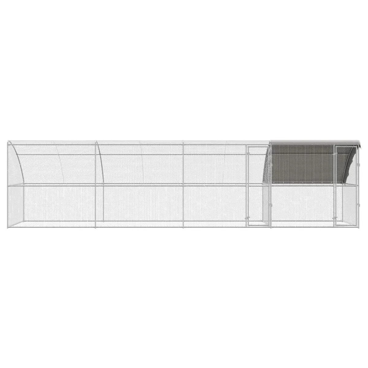 Chicken Cage 4 pcs Silver Outdoor Aviary Steel PE Garden Enclosure 800x200x200cm