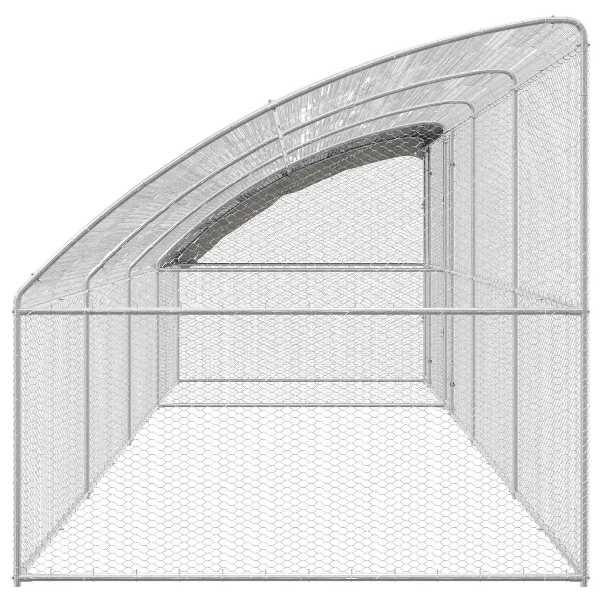 Chicken Cage 4 pcs Silver Outdoor Aviary Steel PE Garden Enclosure 800x200x200cm