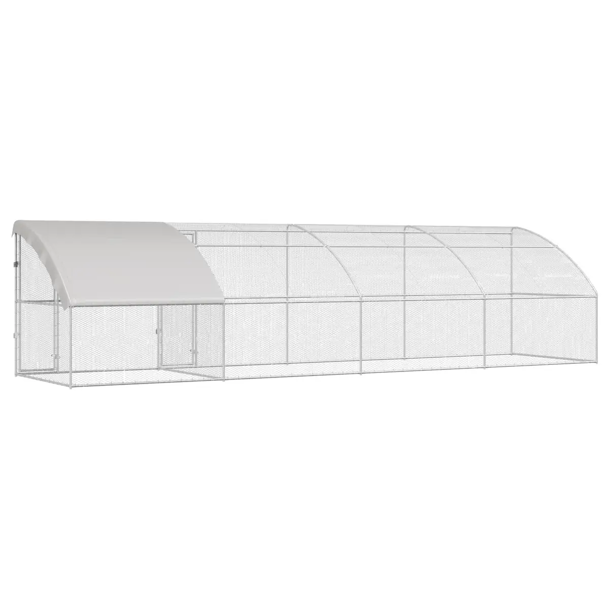 Chicken Cage 4 pcs Silver Outdoor Aviary Steel PE Garden Enclosure 800x200x200cm