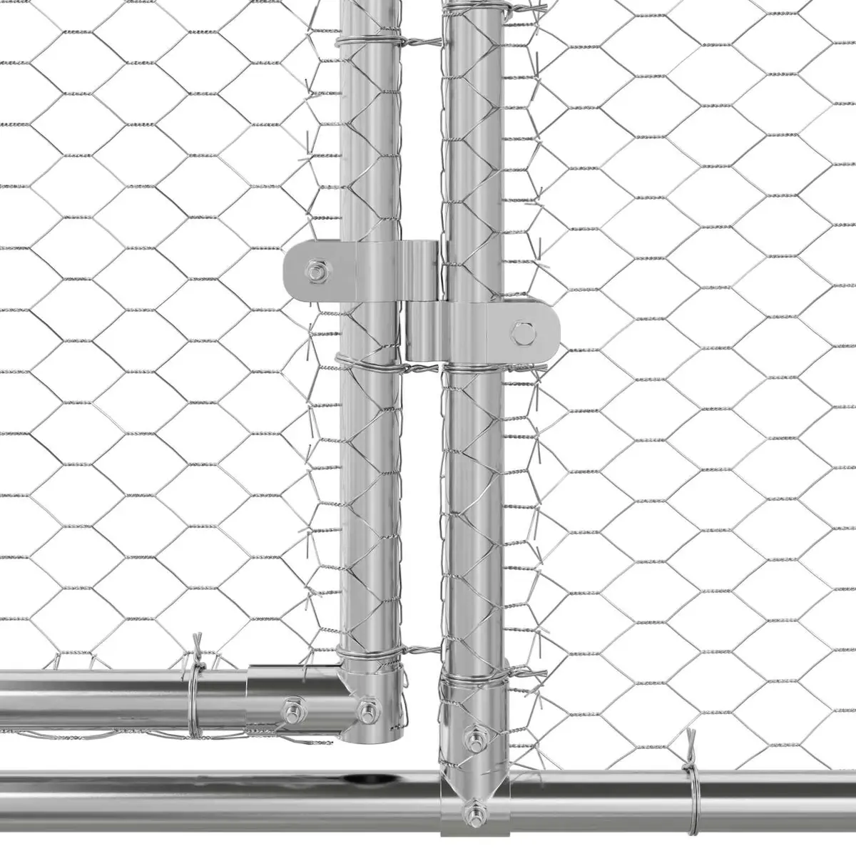 Chicken Cage 4 pcs Silver Outdoor Aviary Steel PE Garden Enclosure 800x200x200cm