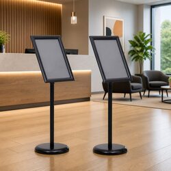 Poster Stand 2 Pieces Black 45 x 32.7 x 108 cm Aluminium Frame Height Adjustable