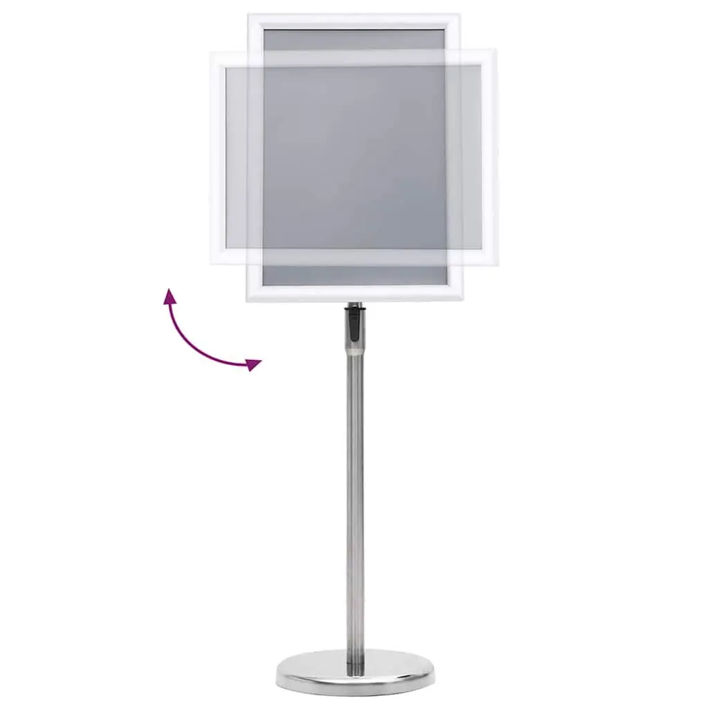 Poster Stand Aluminium Height Adjustable Rotatable 45 x 32.7 x 108 cm Silver 2 Piece