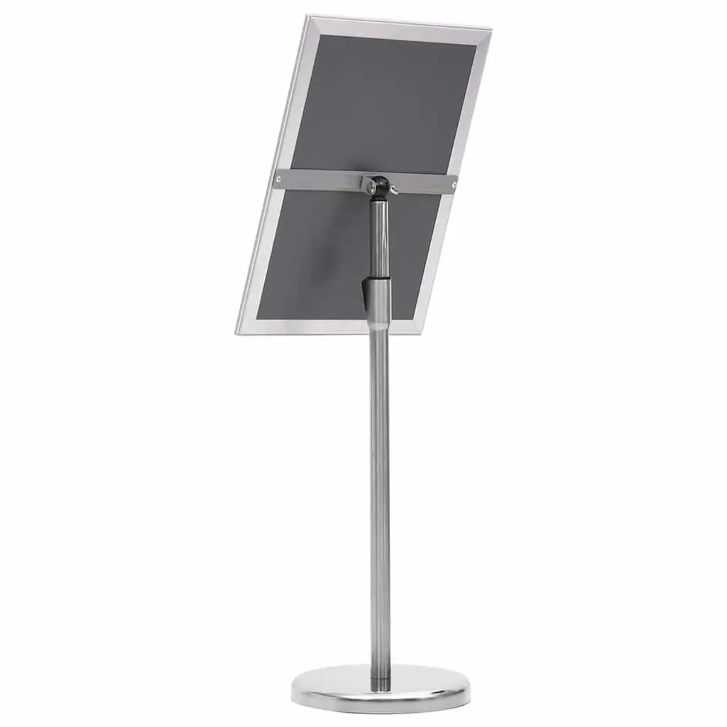 Poster Stand Aluminium Height Adjustable Rotatable 45 x 32.7 x 108 cm Silver 2 Piece
