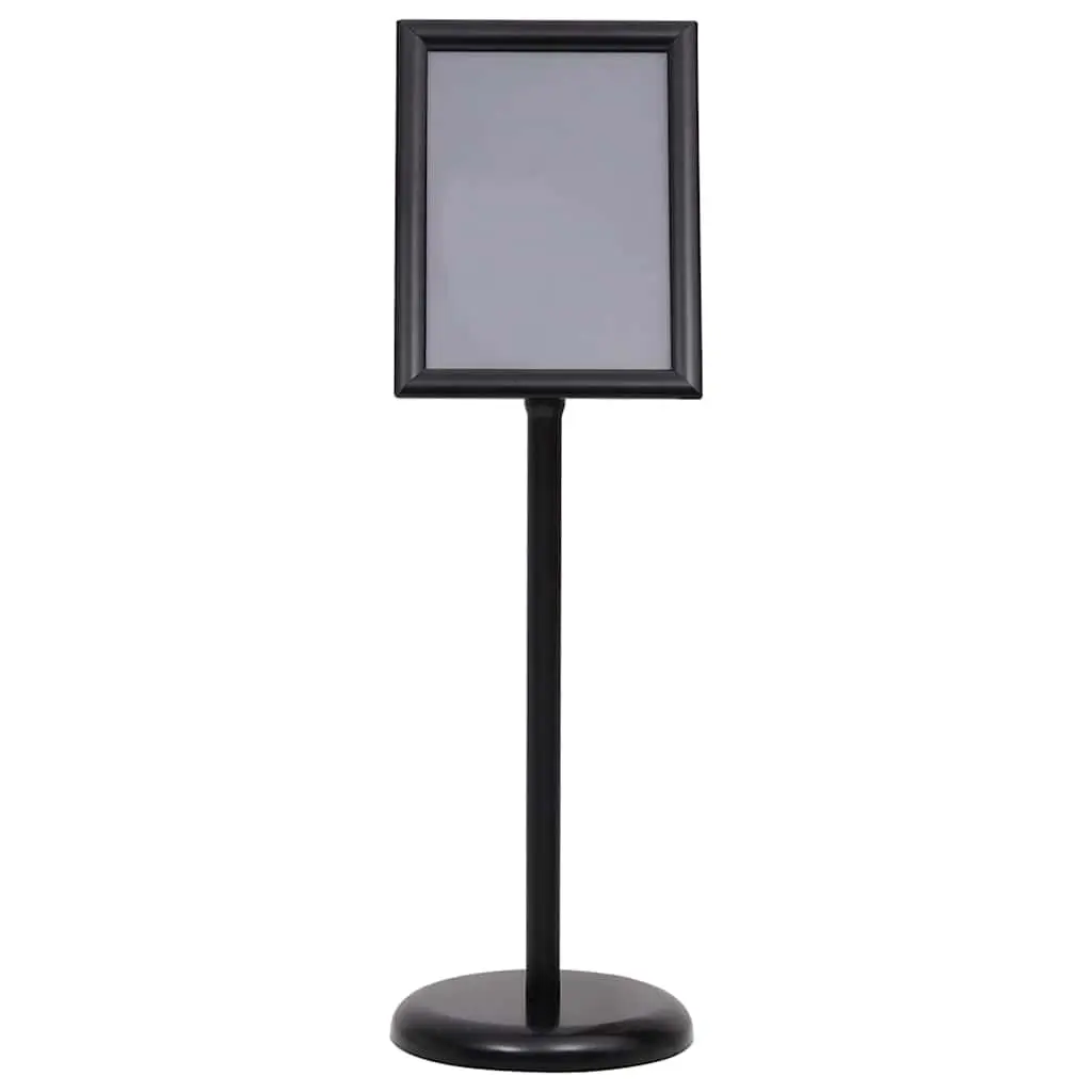 Black Poster Stand Adjustable Height Rotatable Display 32.7 x 24 x 108 cm Aluminium 2 Piece Set