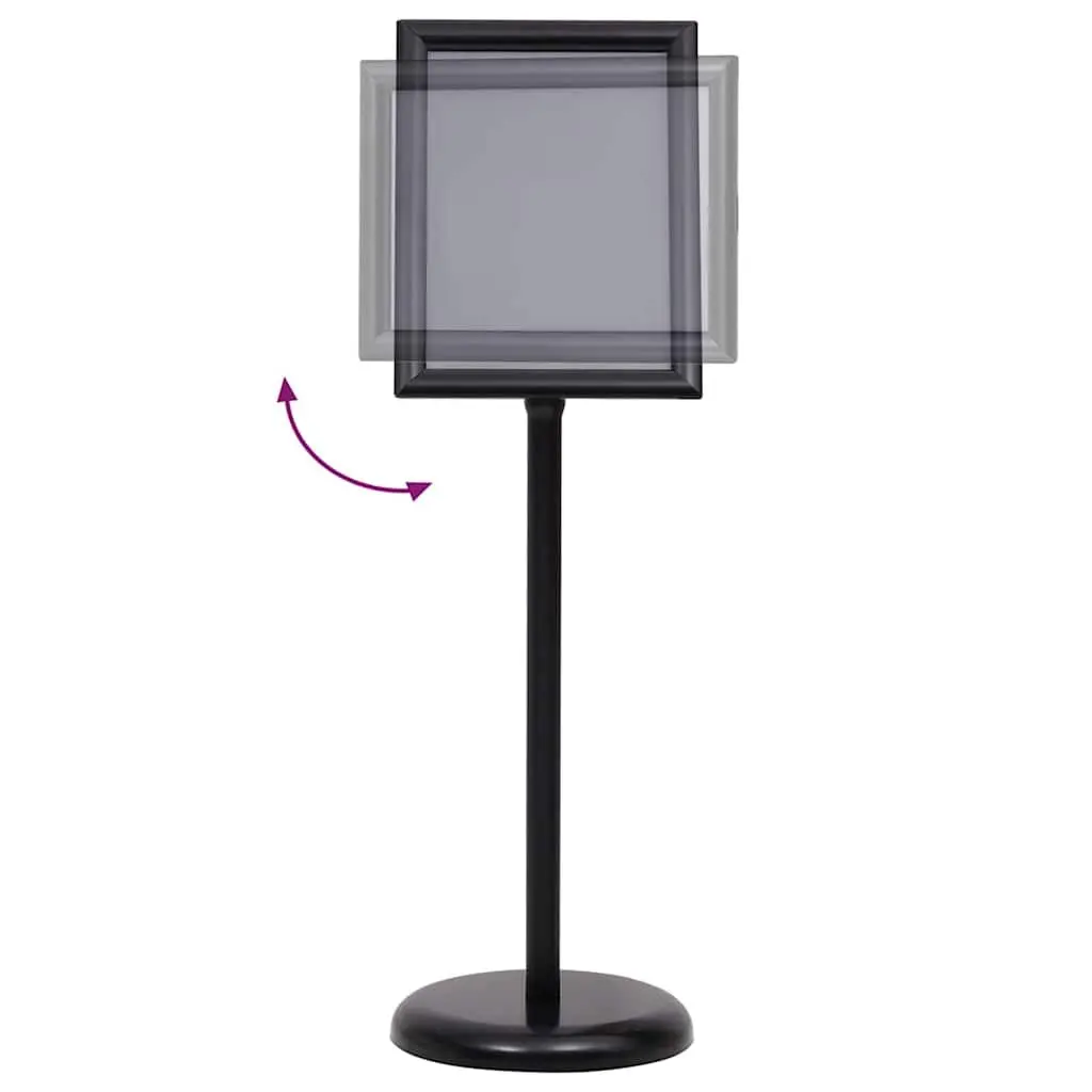 Black Poster Stand Adjustable Height Rotatable Display 32.7 x 24 x 108 cm Aluminium 2 Piece Set