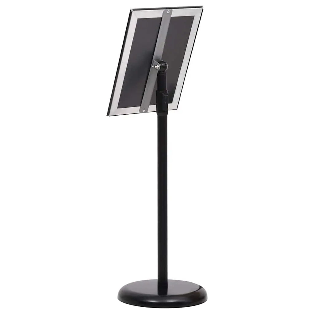 Black Poster Stand Adjustable Height Rotatable Display 32.7 x 24 x 108 cm Aluminium 2 Piece Set