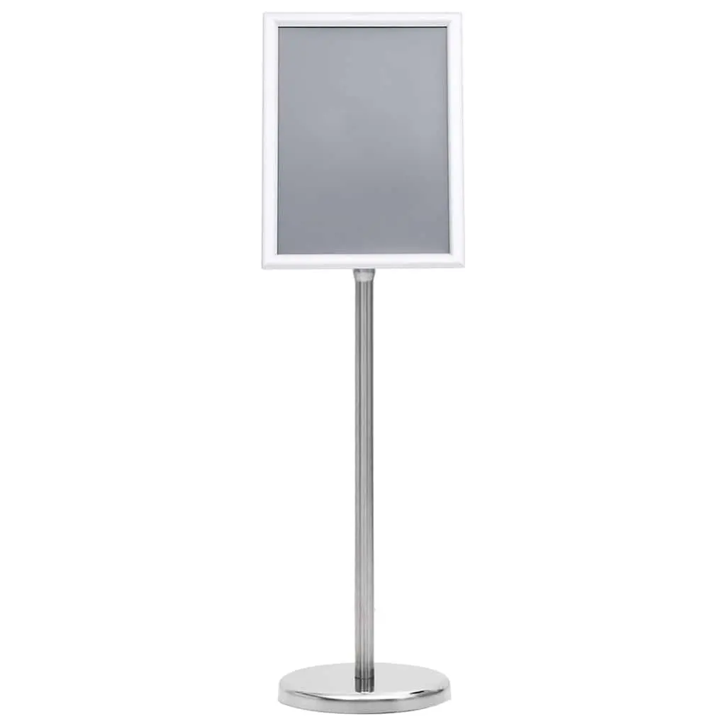 Poster Stand Aluminum Frame Height Adjustable Rotatable Silver 2 Piece