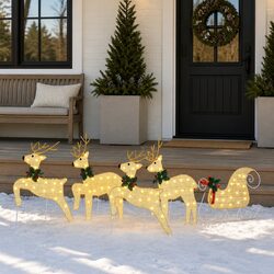 Versatile Gold Fabric LED Reindeer Set - 5 Pieces