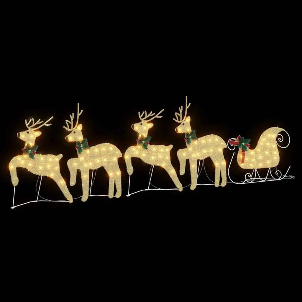 LED Reindeers Fabric 5 Piece Gold Christmas Holiday Home Garden Decoration