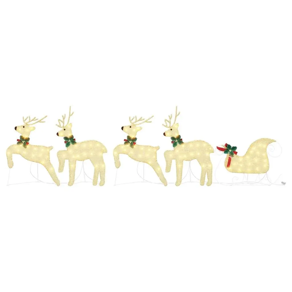 LED Reindeers Fabric 5 Piece Gold Christmas Holiday Home Garden Decoration