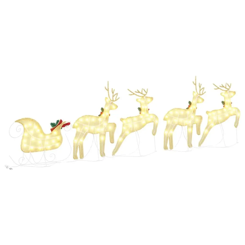 LED Reindeers Fabric 5 Piece Gold Christmas Holiday Home Garden Decoration