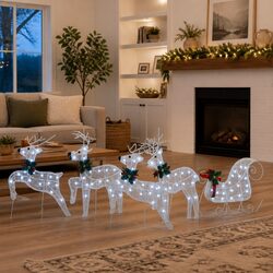 Practical 5-Piece Set of White Fabric LED Reindeer