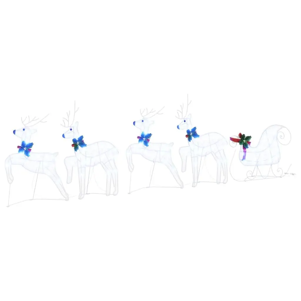 5 Piece Indoor LED Reindeer Decorations White Fabric Art Deco Geometric