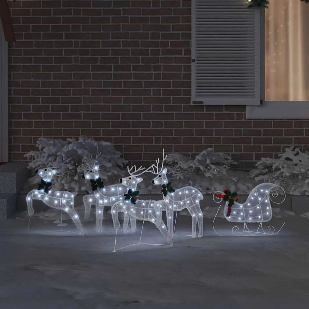 5 Piece Indoor LED Reindeer Decorations White Fabric Art Deco Geometric