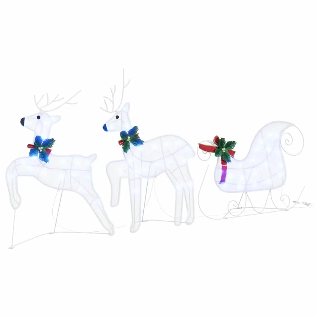 5 Piece Indoor LED Reindeer Decorations White Fabric Art Deco Geometric