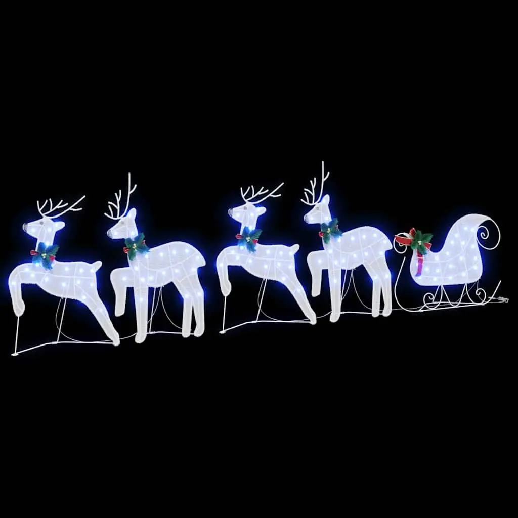 5 Piece Indoor LED Reindeer Decorations White Fabric Art Deco Geometric