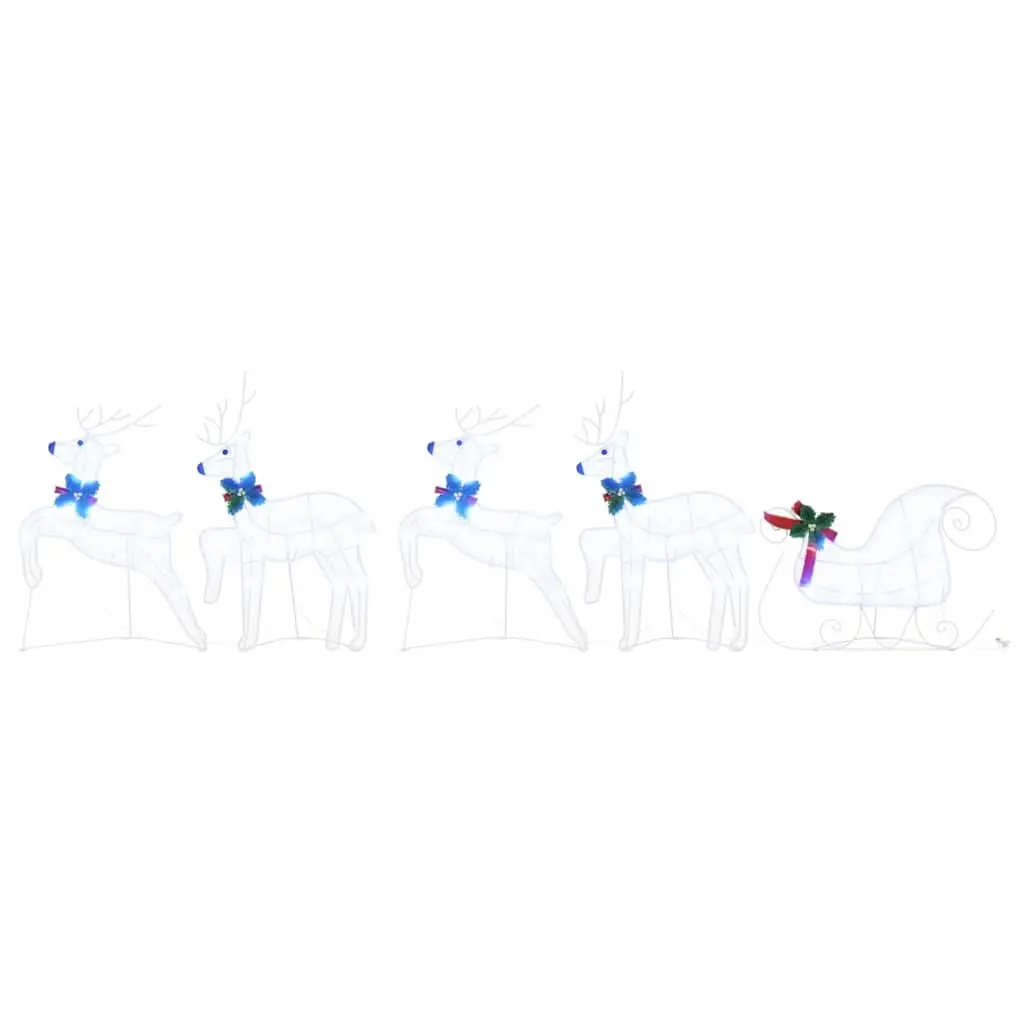 5 Piece Indoor LED Reindeer Decorations White Fabric Art Deco Geometric