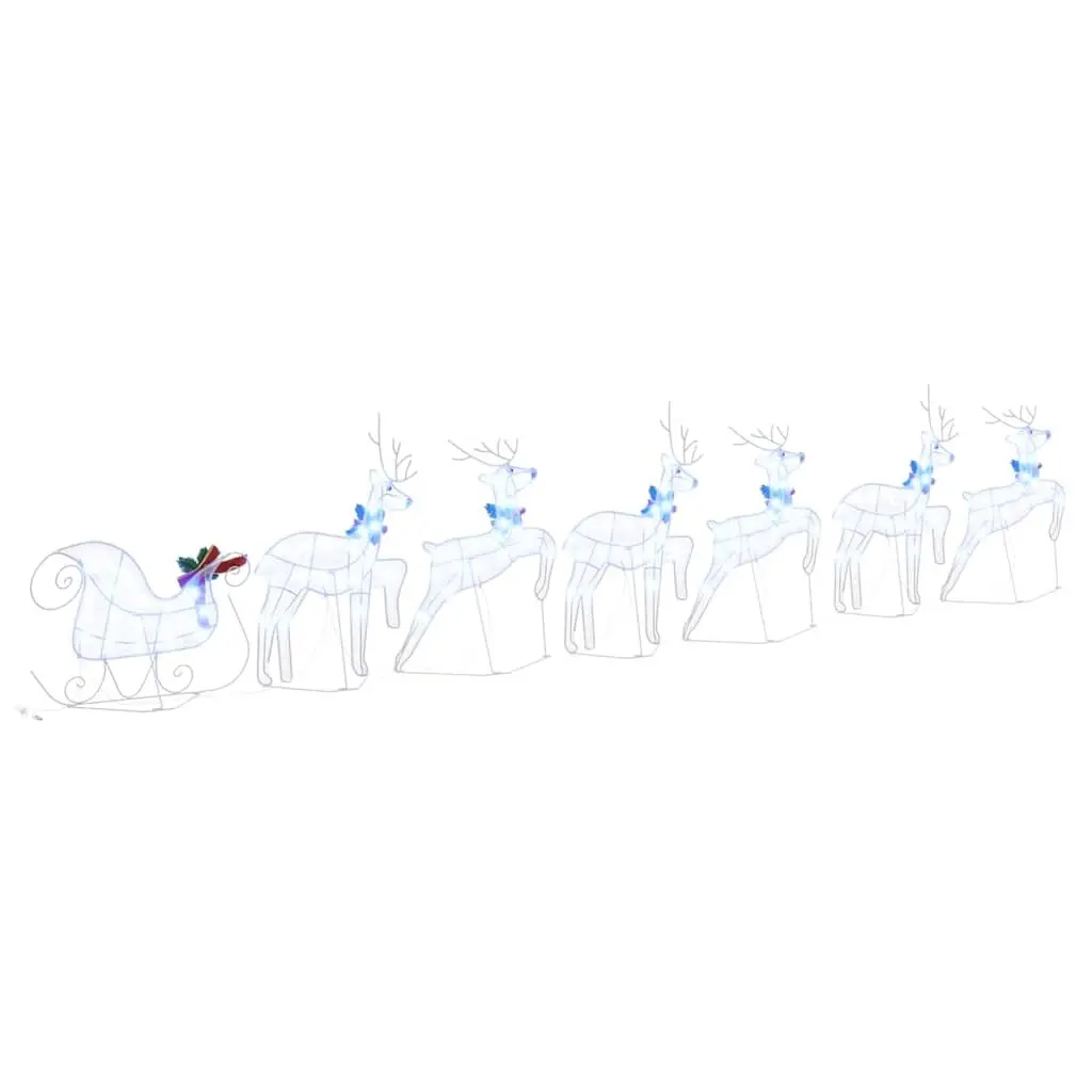 LED Reindeer Decorations Fabric 7 Piece White Art Deco Style