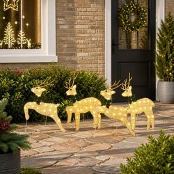 Practical Gold LED Reindeer Set for Holiday Decor