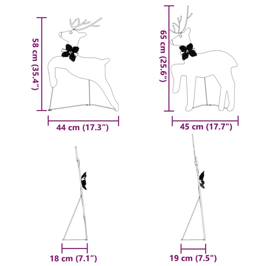LED Reindeer Decoration Art Deco 4 Pieces Gold