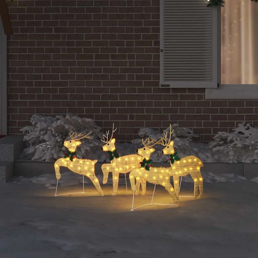 LED Reindeer Decoration Art Deco 4 Pieces Gold