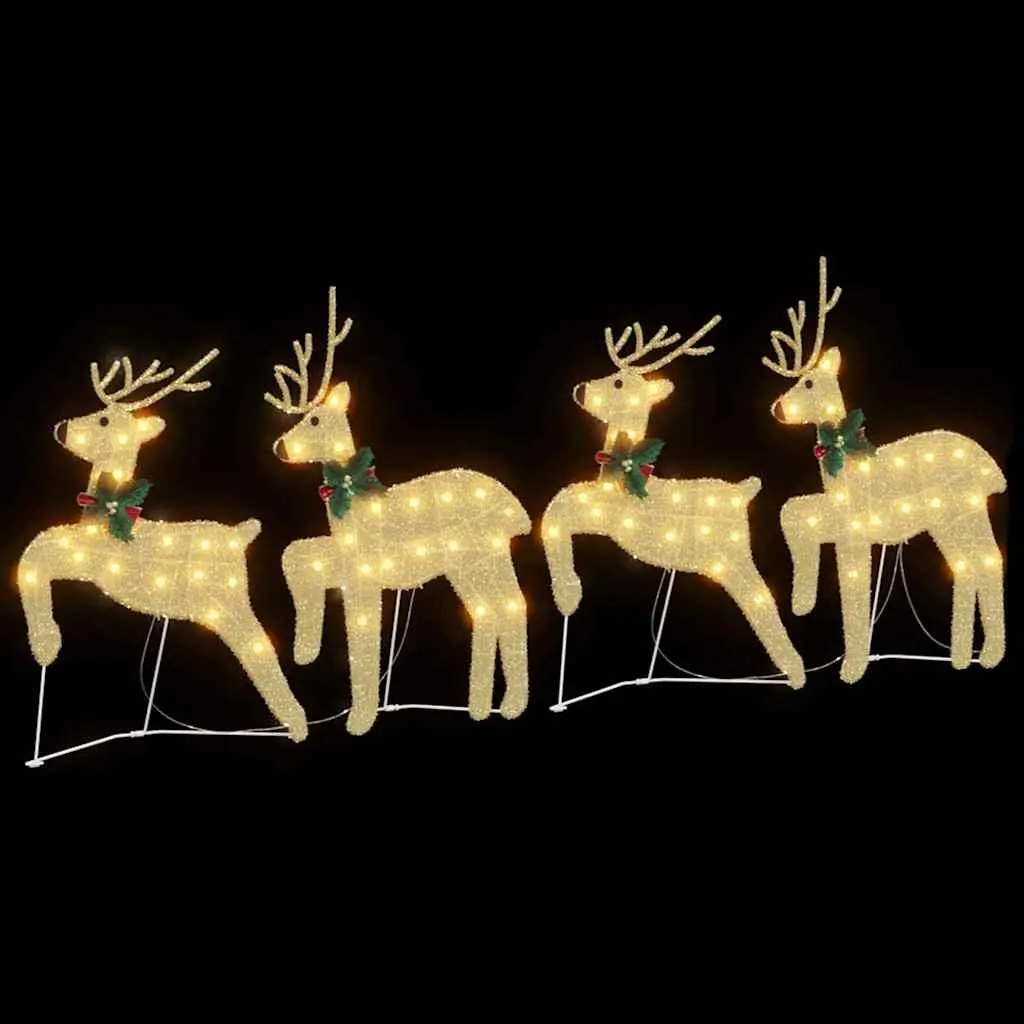 LED Reindeer Decoration Art Deco 4 Pieces Gold