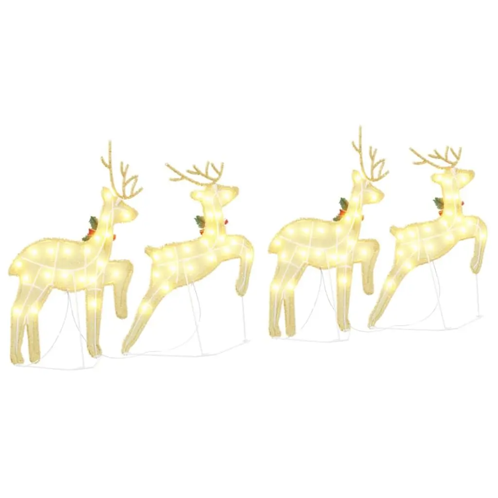 LED Reindeer Decoration Art Deco 4 Pieces Gold