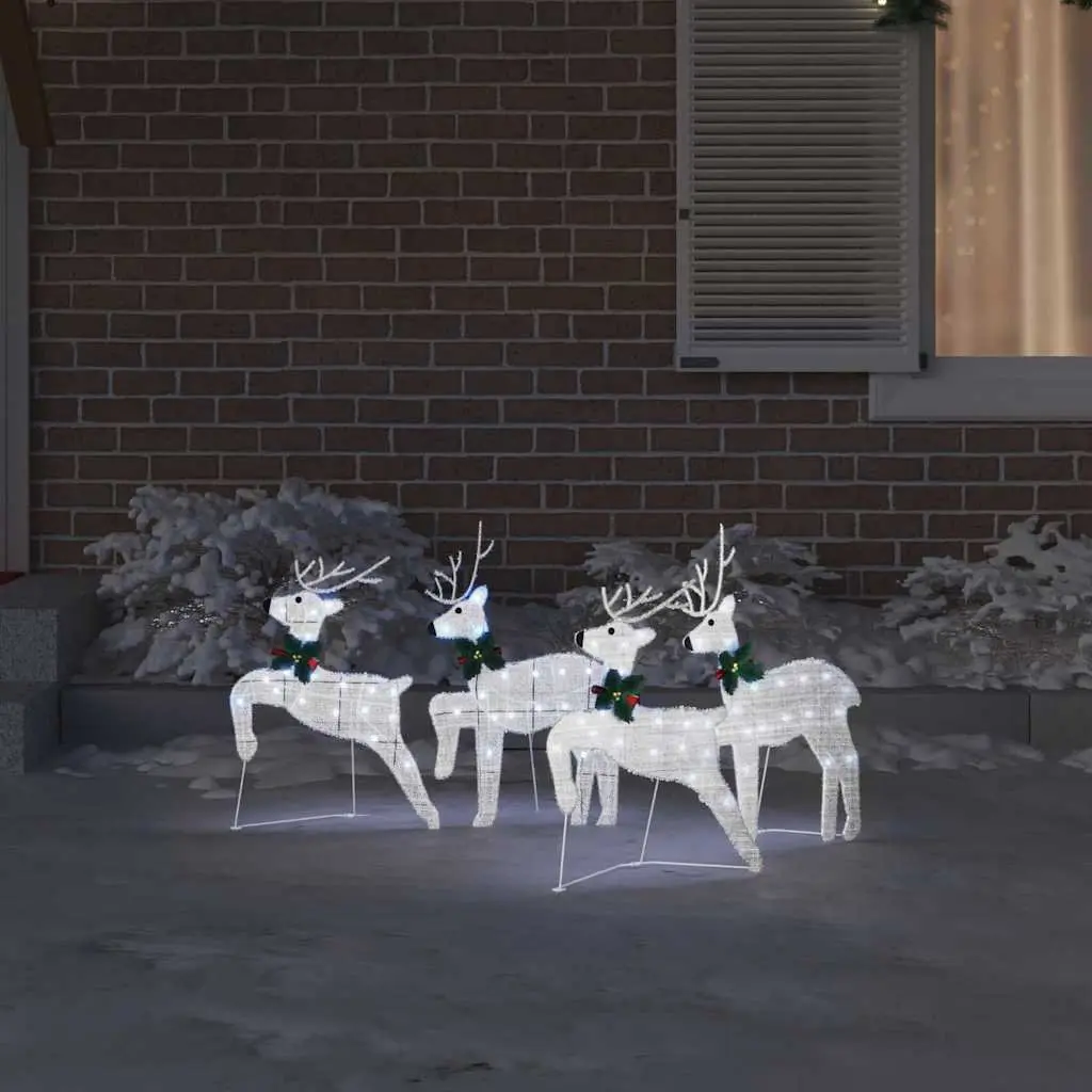 LED Reindeers Art Deco Silver 4 Piece Holiday Decorations