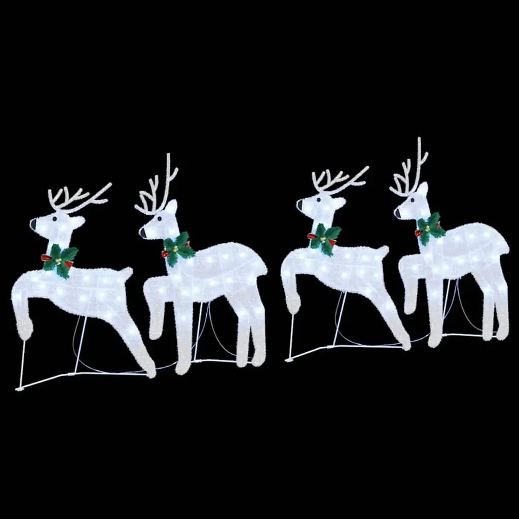 LED Reindeers Art Deco Silver 4 Piece Holiday Decorations