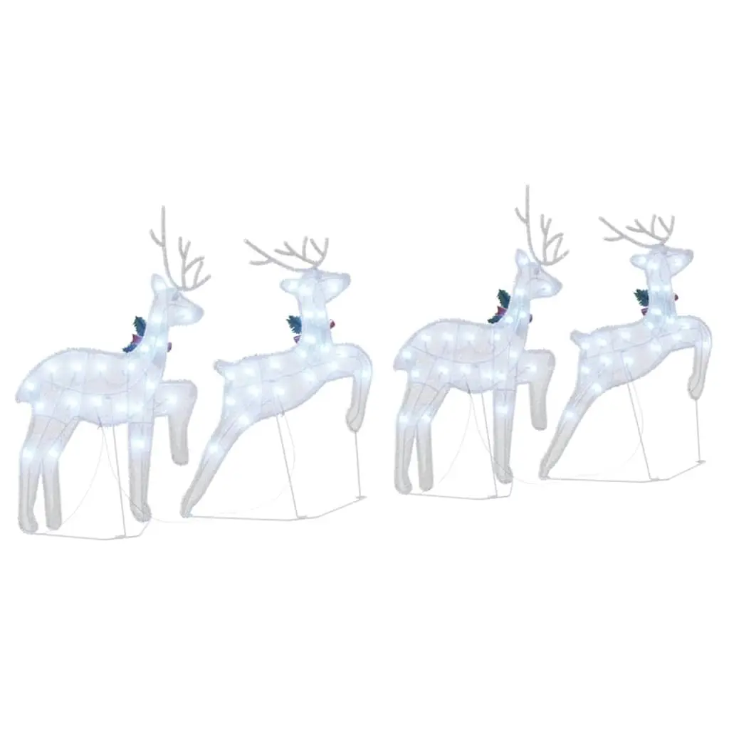 LED Reindeers Art Deco Silver 4 Piece Holiday Decorations