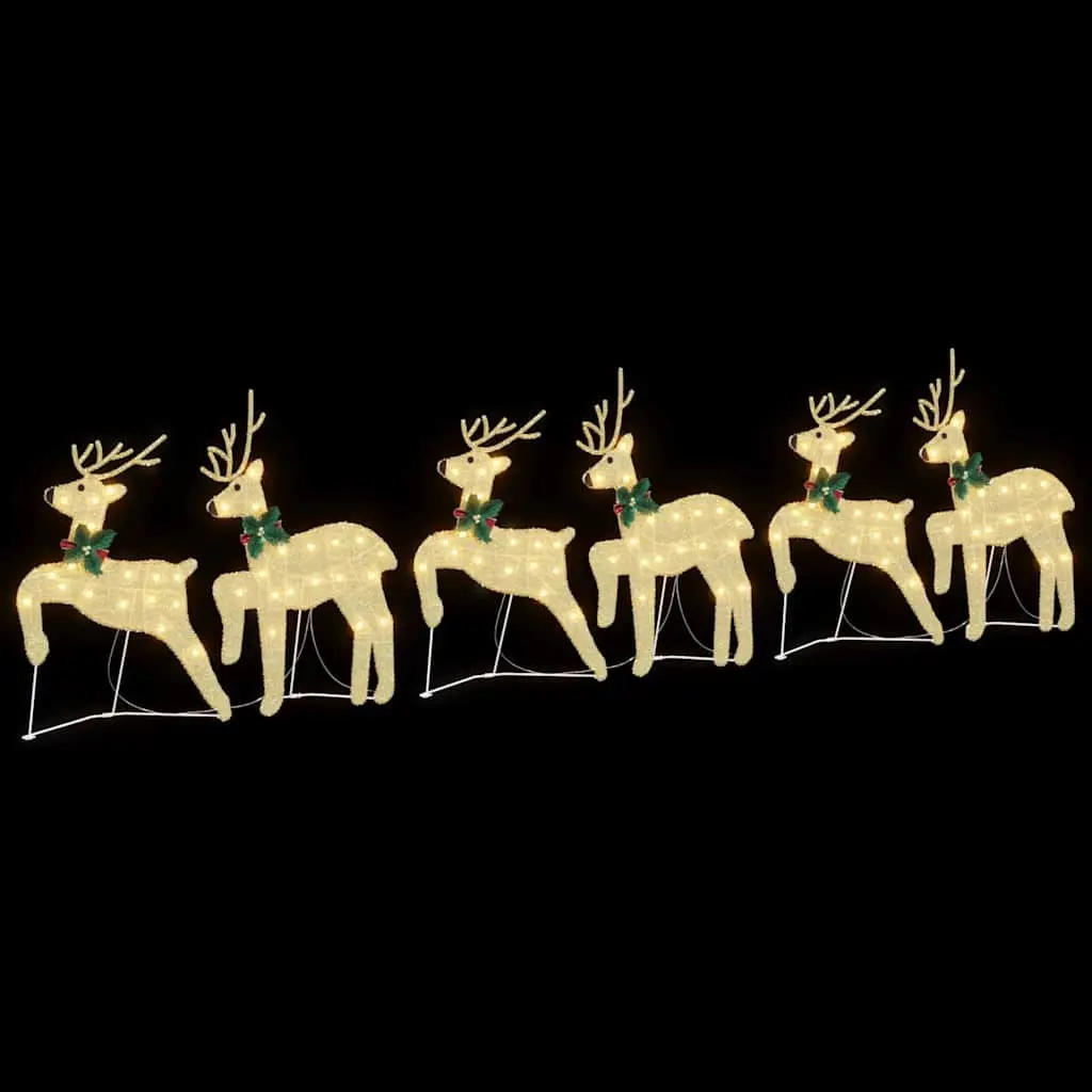 LED Reindeer Christmas Decorations 6 Pieces Gold Holiday Festive Lights Home