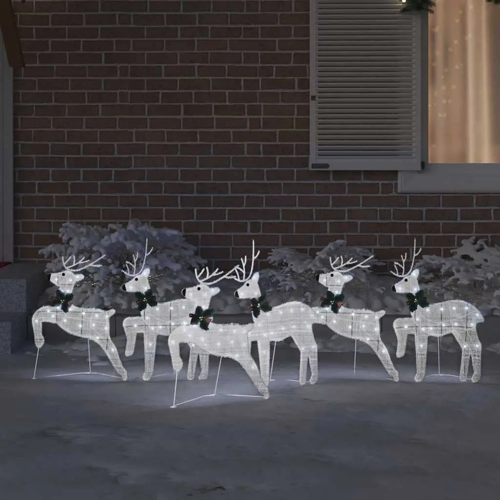 LED Reindeers Silver Art Deco 6 Piece Holiday Home Garden Decoration Lights
