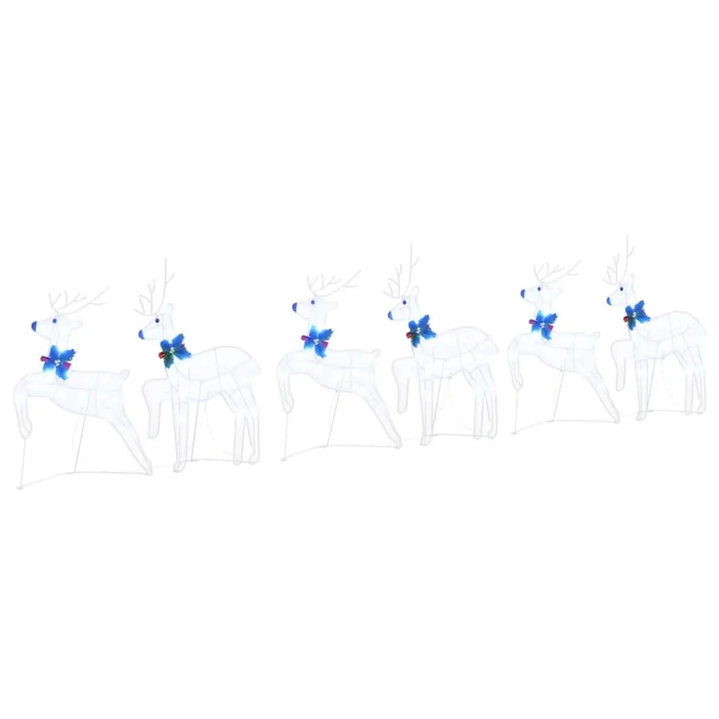 LED Reindeer Christmas Decorations 6 Piece Set White Holiday Festive Indoor