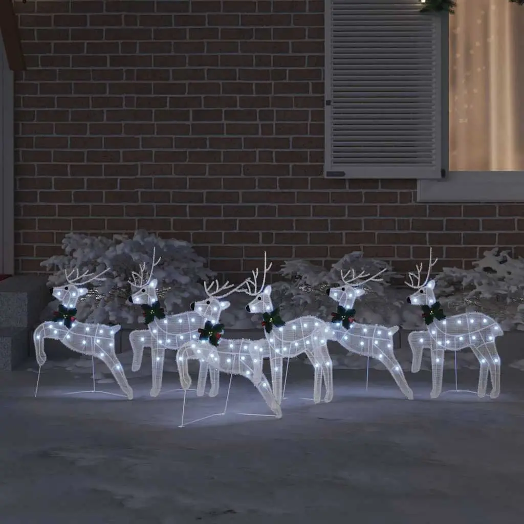 LED Reindeer Christmas Decorations 6 Piece Set White Holiday Festive Indoor