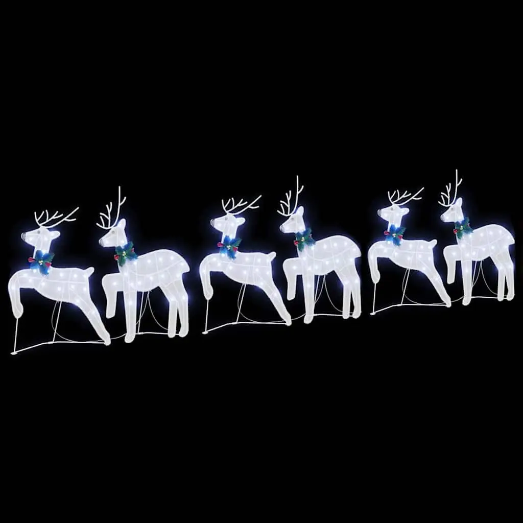 LED Reindeer Christmas Decorations 6 Piece Set White Holiday Festive Indoor