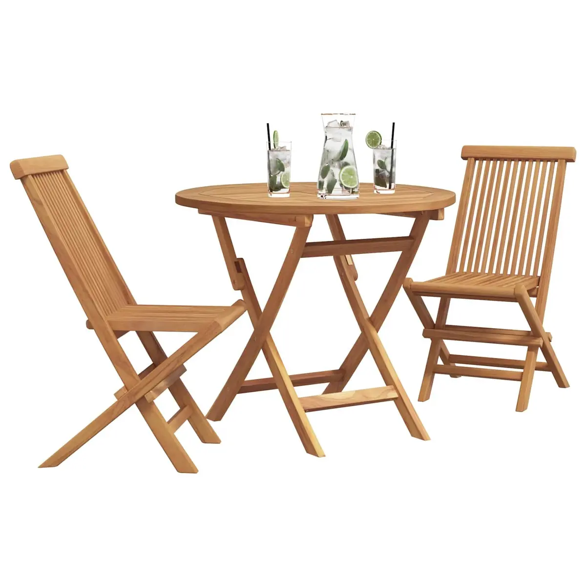 Outdoor Dining Set Solid Acacia Wood Brown 3 Pieces Table and Chairs
