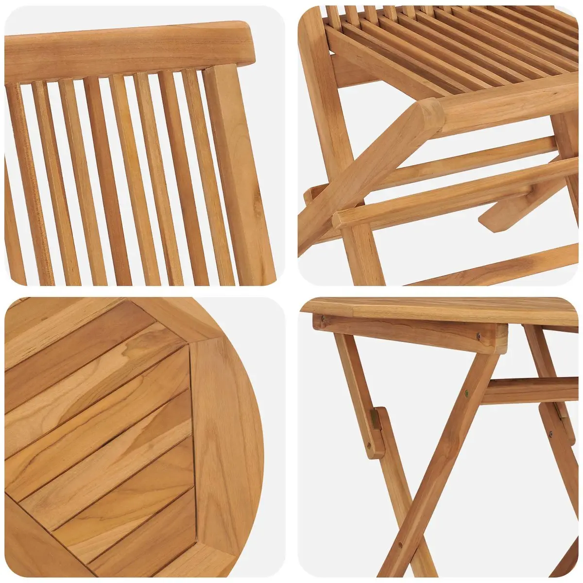 Outdoor Dining Set Solid Acacia Wood Brown 3 Pieces Table and Chairs