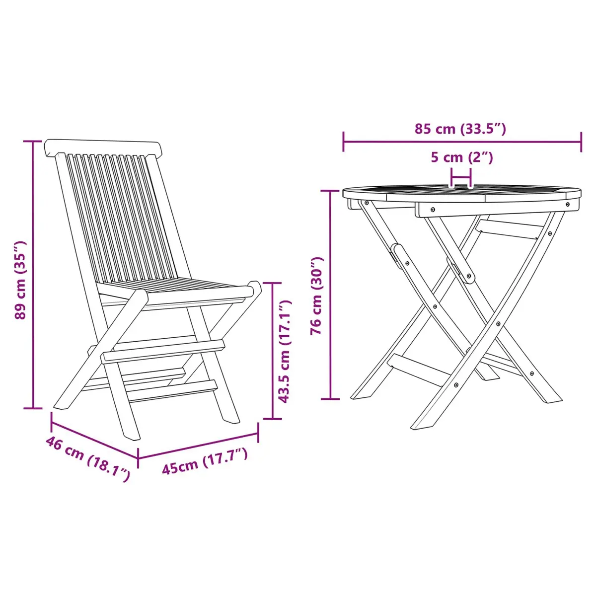 Outdoor Dining Set Solid Acacia Wood Brown 3 Pieces Table and Chairs